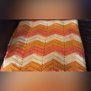 Orange zig zag Crochet Blanket